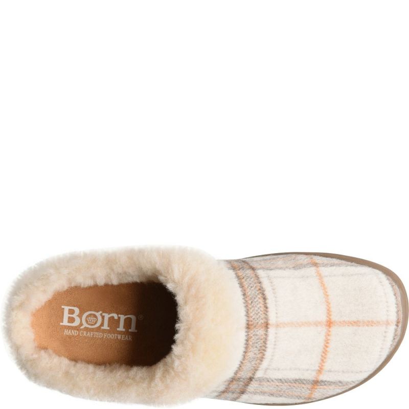 Born Women's Ali Slip-Ons & Lace-Ups - Winter White Plaid Wool (