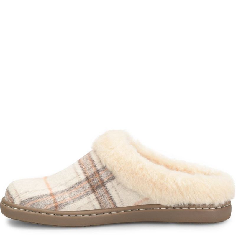 Born Women's Ali Slip-Ons & Lace-Ups - Winter White Plaid Wool (