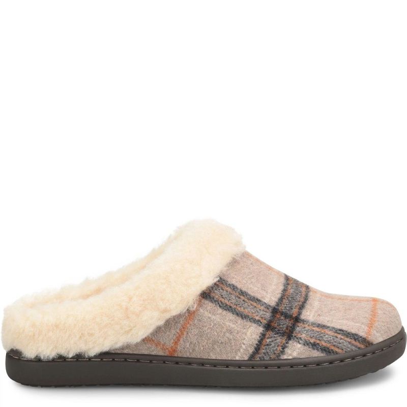 Born Women's Ali Slip-Ons & Lace-Ups - Taupe Plaid Wool (Tan)