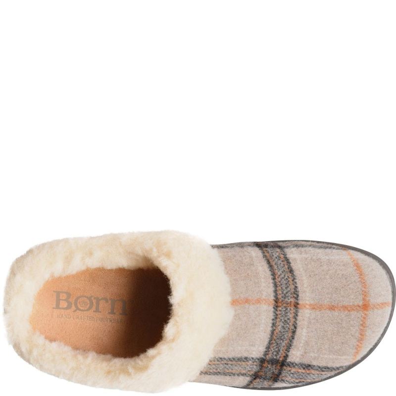 Born Women's Ali Slip-Ons & Lace-Ups - Taupe Plaid Wool (Tan)