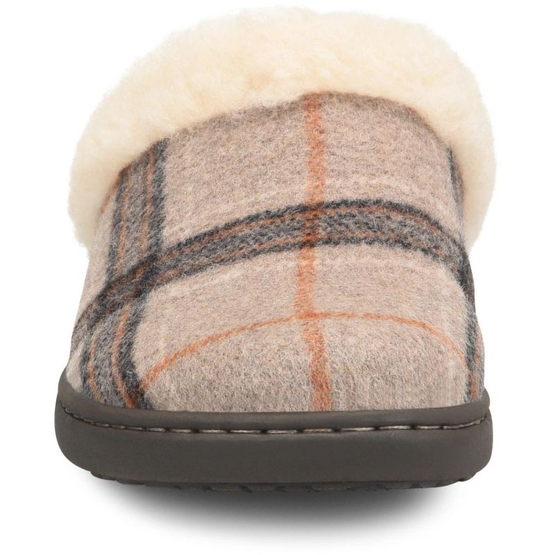 Born Women's Ali Slip-Ons & Lace-Ups - Taupe Plaid Wool (Tan)