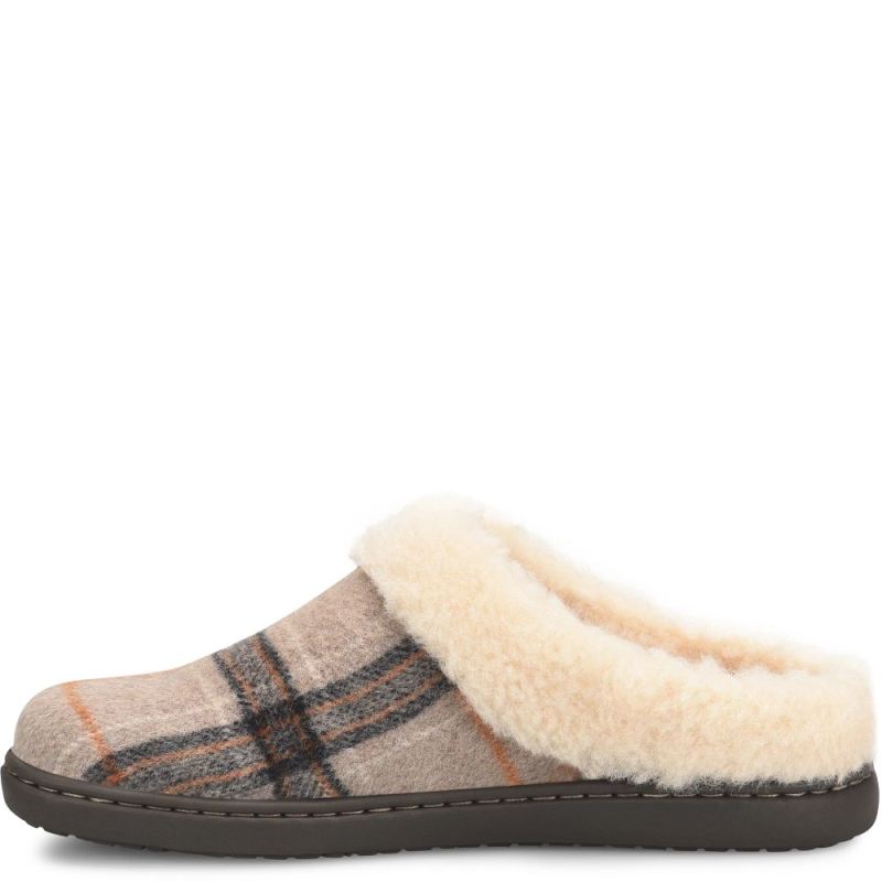 Born Women's Ali Slip-Ons & Lace-Ups - Taupe Plaid Wool (Tan)