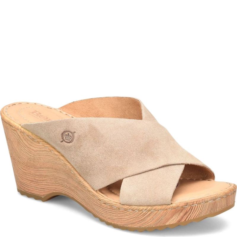 Born Women's Nora Sandals - Cream Visone Suede (Tan)