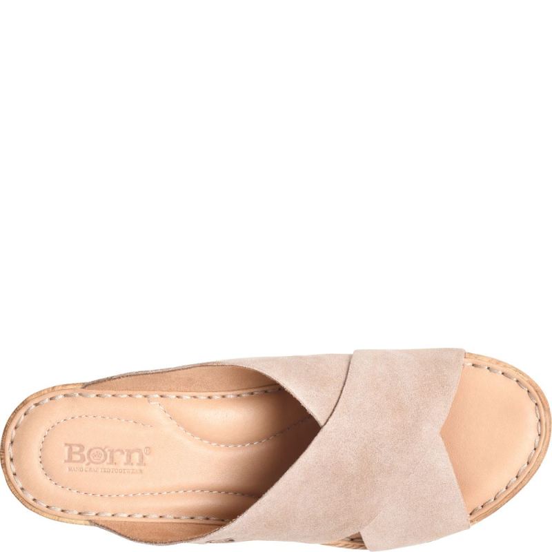 Born Women's Nora Sandals - Cream Visone Suede (Tan)