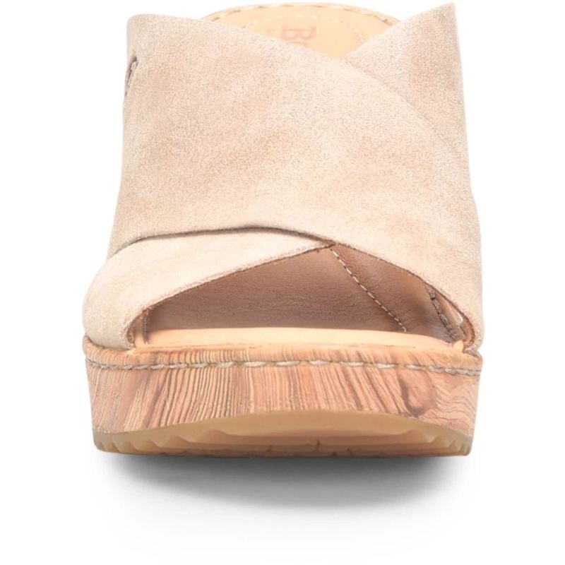 Born Women's Nora Sandals - Cream Visone Suede (Tan)