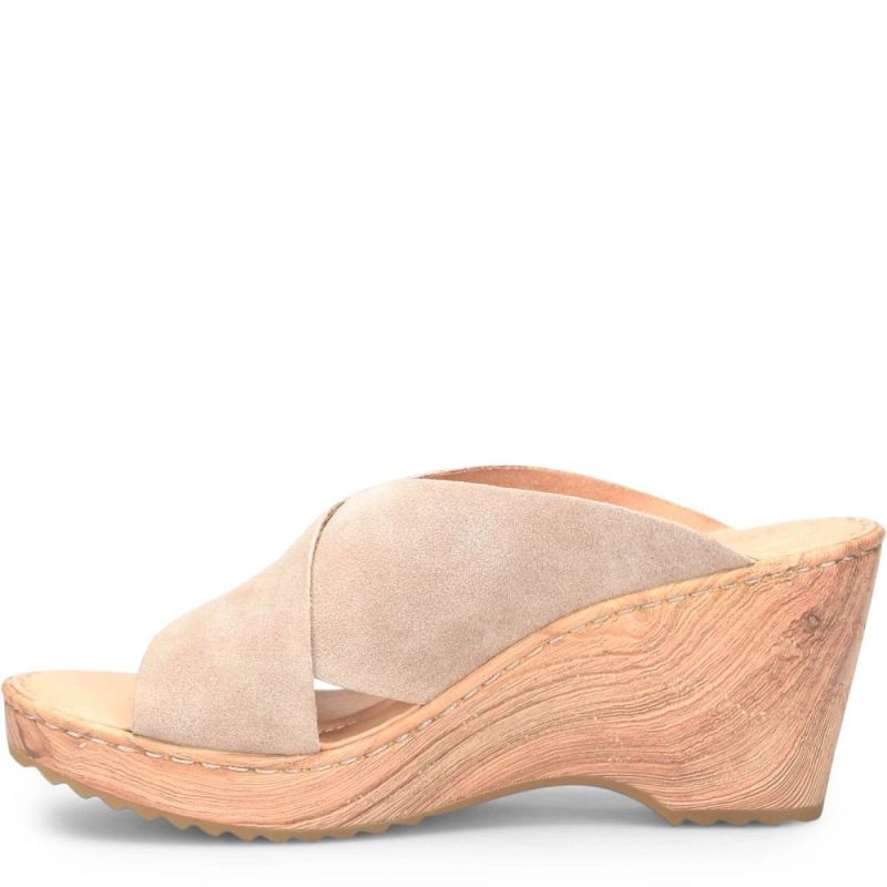 Born Women's Nora Sandals - Cream Visone Suede (Tan)