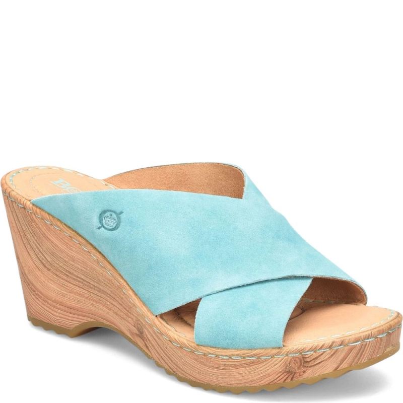 Born Women's Nora Sandals - Turquoise Turchese Suede (Green)