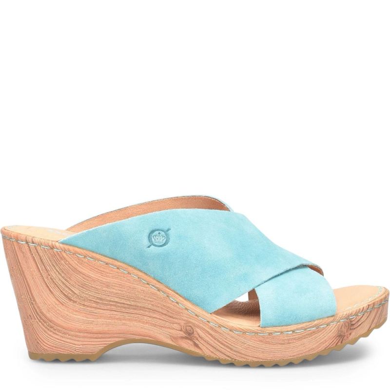 Born Women's Nora Sandals - Turquoise Turchese Suede (Green)