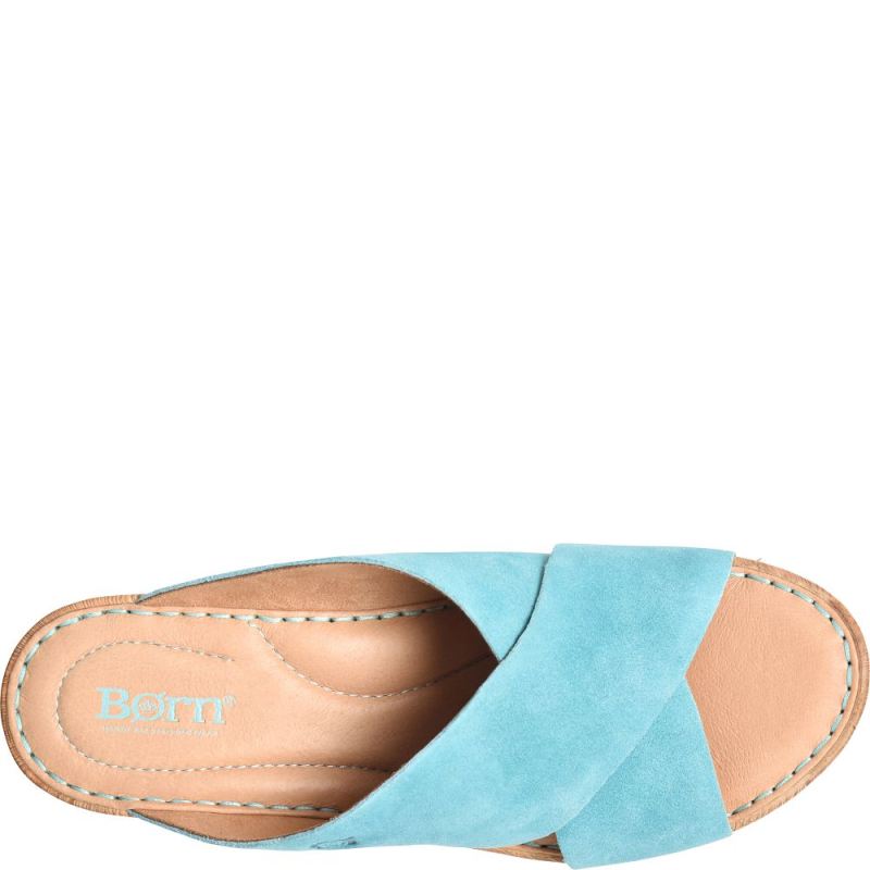 Born Women's Nora Sandals - Turquoise Turchese Suede (Green)