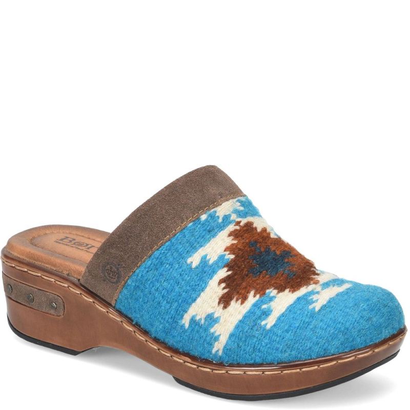 Born Women's Bandy Blanket Clogs - Turquoise Blanket Combo (Blue