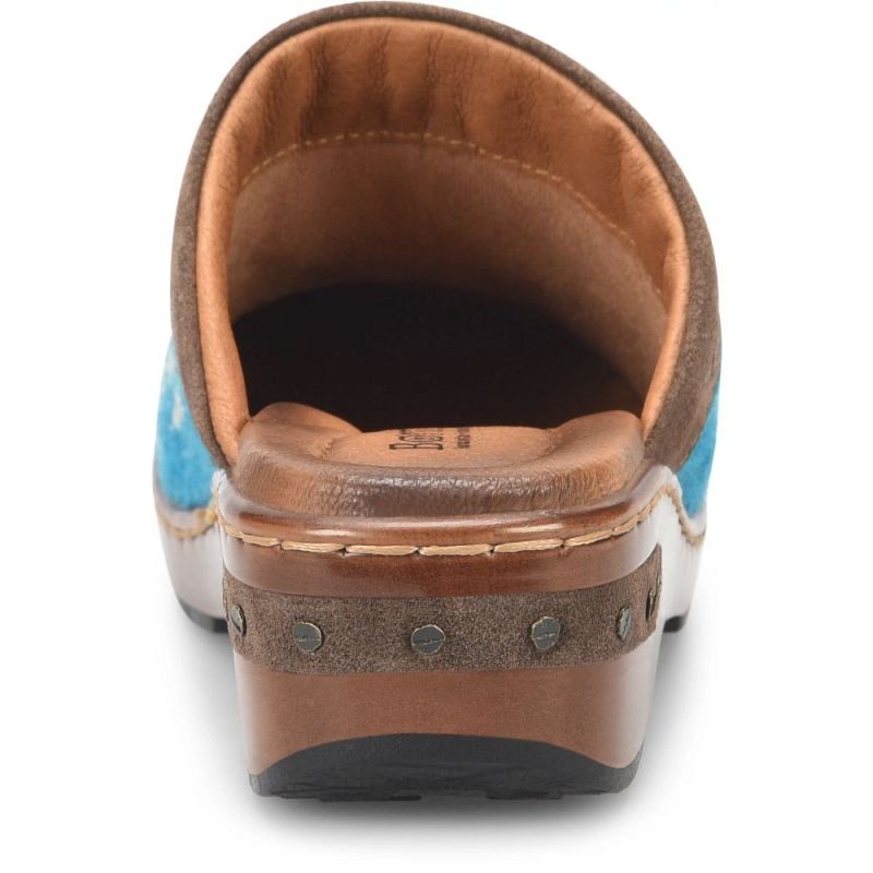 Born Women's Bandy Blanket Clogs - Turquoise Blanket Combo (Blue