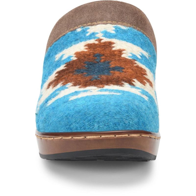 Born Women's Bandy Blanket Clogs - Turquoise Blanket Combo (Blue