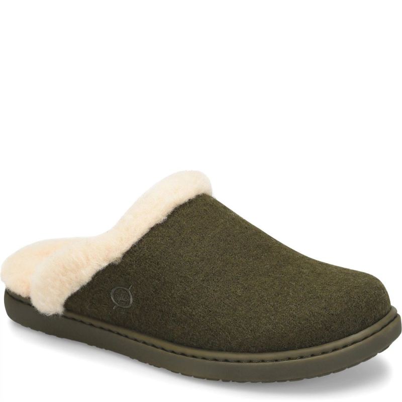 Born Women's Zoe Clogs - Dark Military Wool Combo (Green)