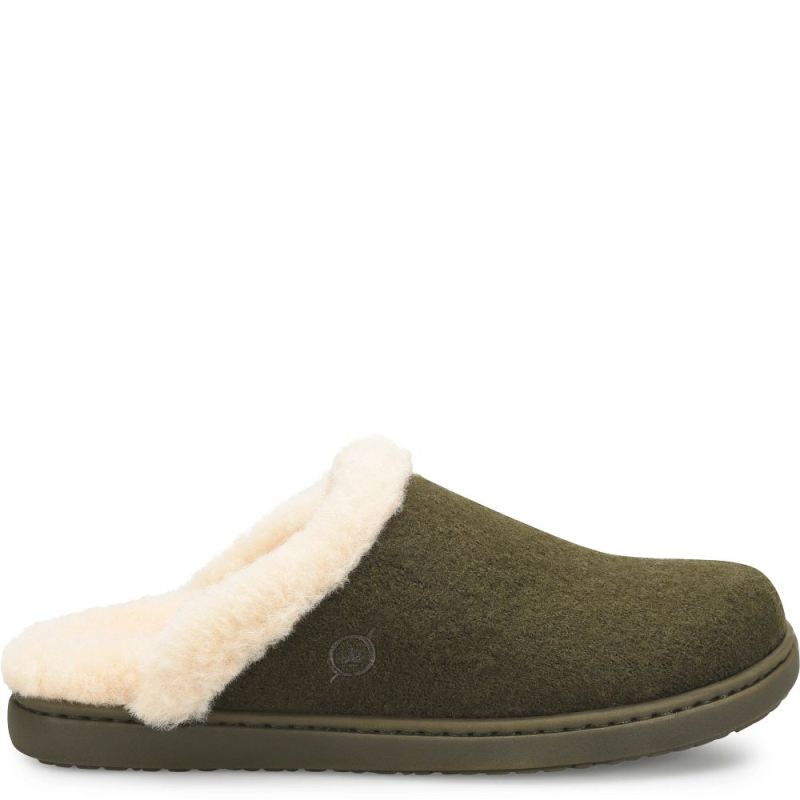 Born Women's Zoe Clogs - Dark Military Wool Combo (Green)