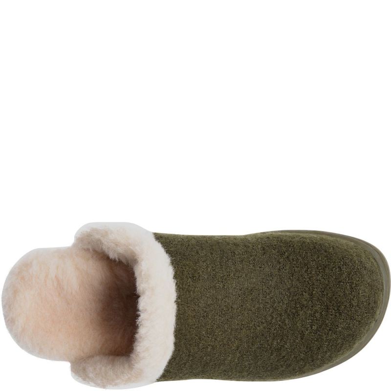 Born Women's Zoe Clogs - Dark Military Wool Combo (Green)