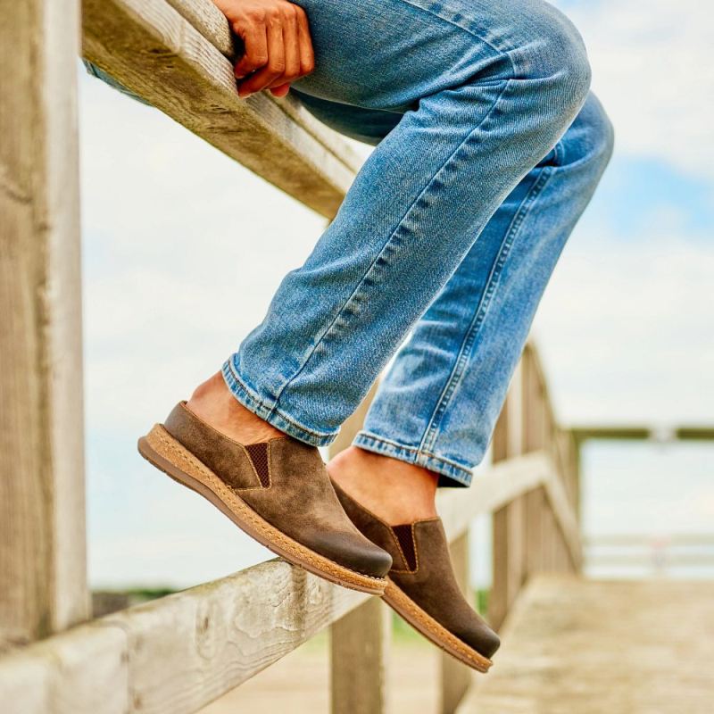 Born Men's Bryson Clog Slip-Ons & Lace-Ups - Taupe Avola distres