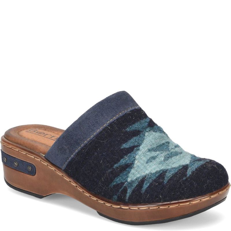 Born Women's Bandy Blanket Clogs - Indigo Blanket Combo (Blue)