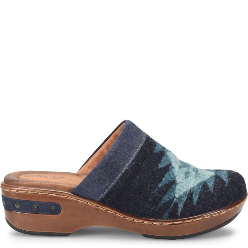 Born Women's Bandy Blanket Clogs - Indigo Blanket Combo (Blue)