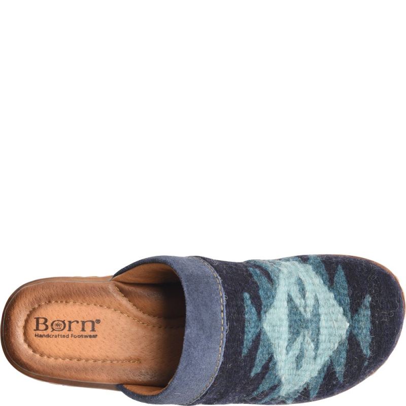 Born Women's Bandy Blanket Clogs - Indigo Blanket Combo (Blue)