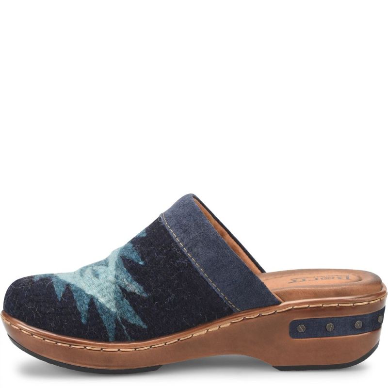 Born Women's Bandy Blanket Clogs - Indigo Blanket Combo (Blue)