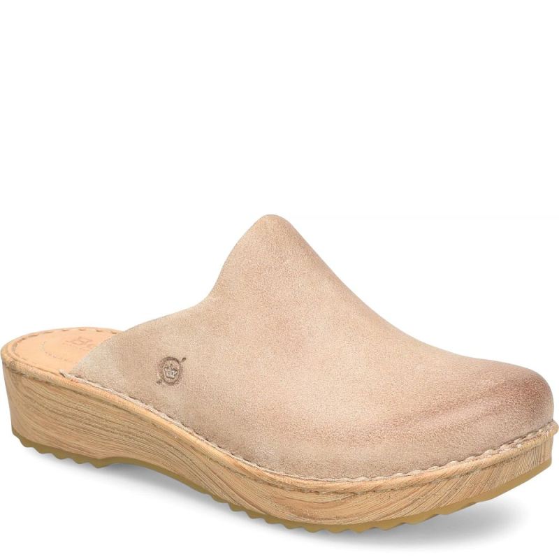 Born Women's Andy Clogs - Cream Visone Distressed (Tan)