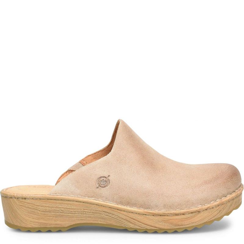 Born Women's Andy Clogs - Cream Visone Distressed (Tan)