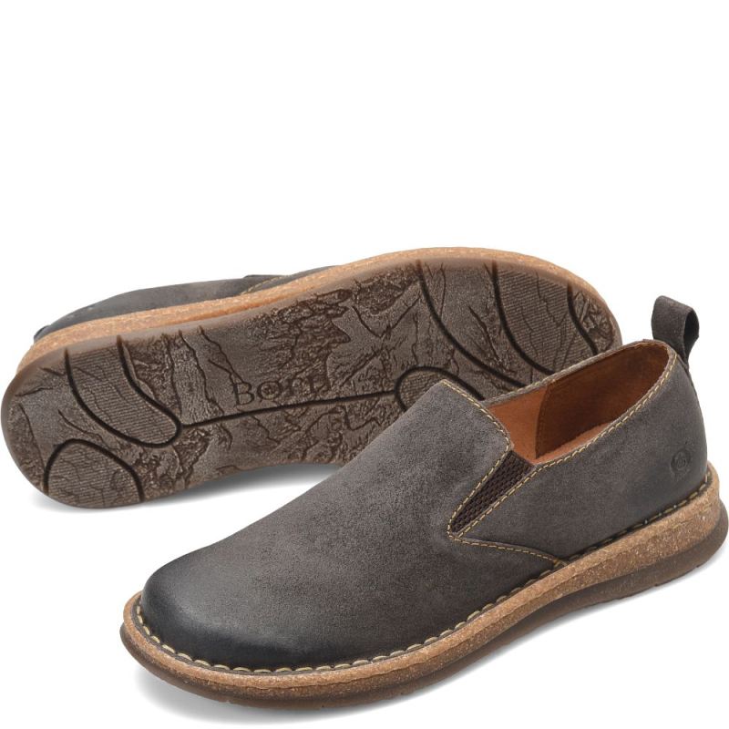 Born Men's Bryson Slip-Ons & Lace-Ups - Dark Concrete Distressed - Click Image to Close