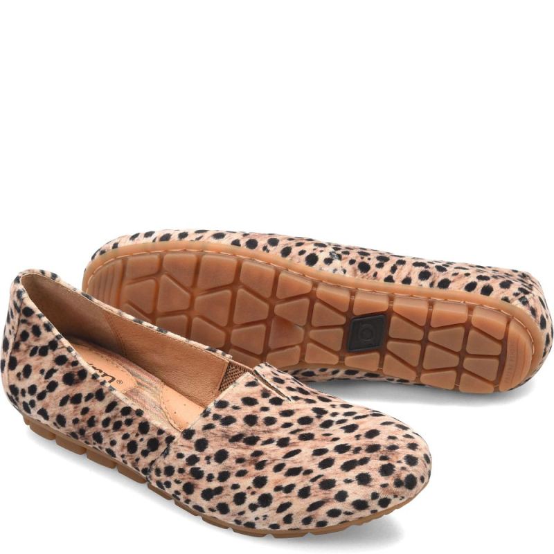 Born Women's Sebra Flats - Black Natural Leopard (Animal Print)