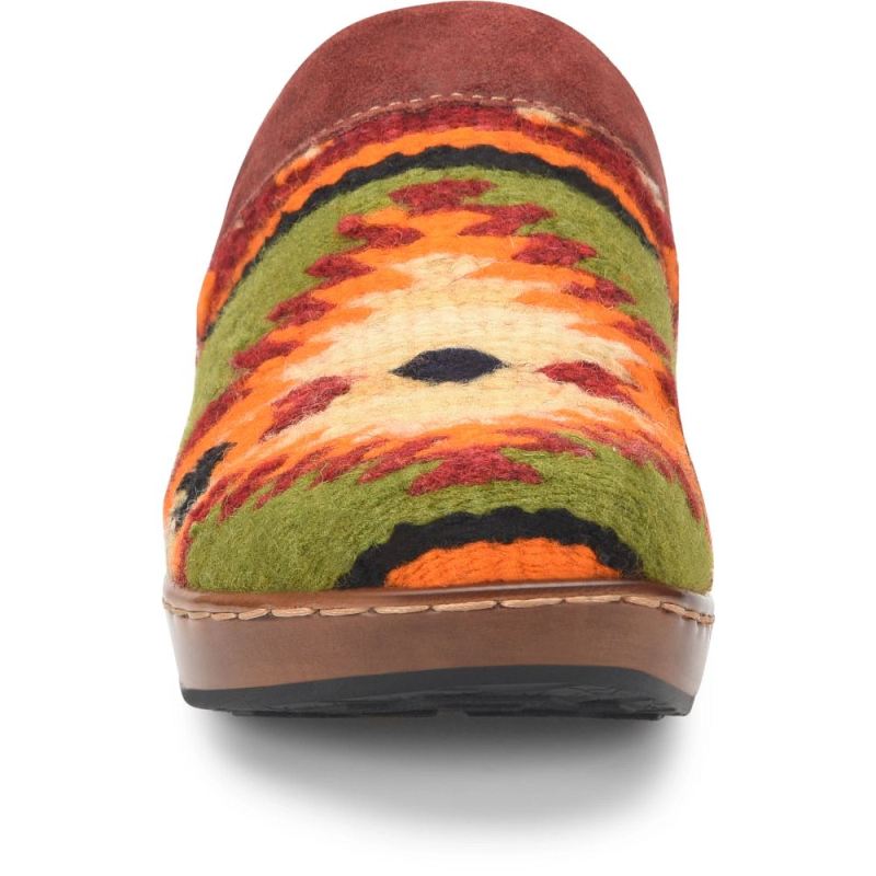 Born Women's Bandy Blanket Clogs - Red Blanket Combo (Green)