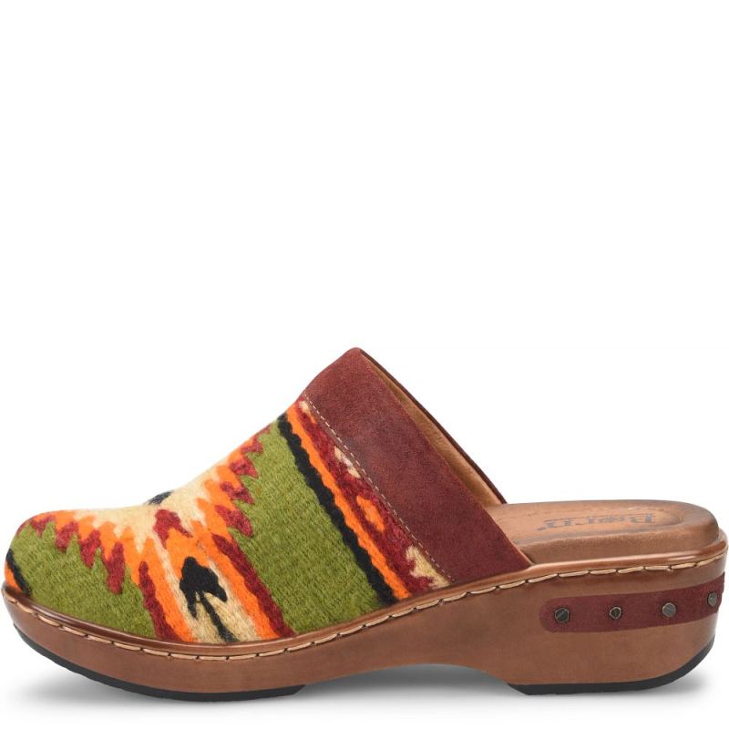 Born Women's Bandy Blanket Clogs - Red Blanket Combo (Green)