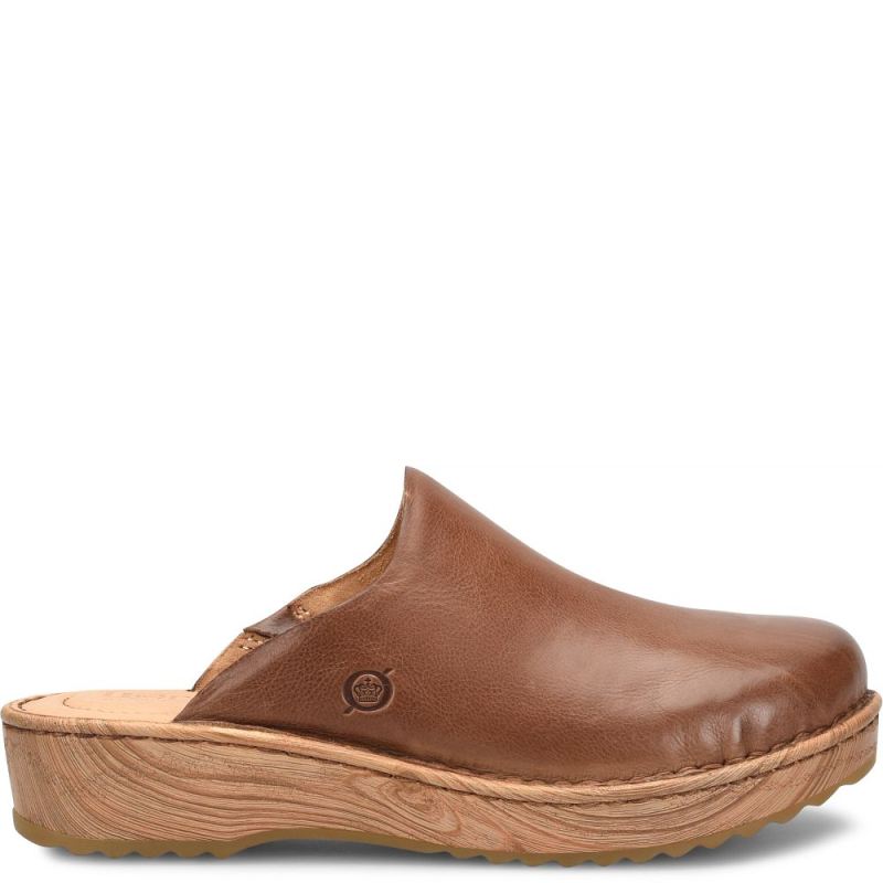 Born Women's Andy Clogs - Luggage (Brown)