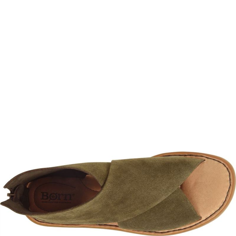 Born Women's Iwa Sandals - Army Green Suede (Green)