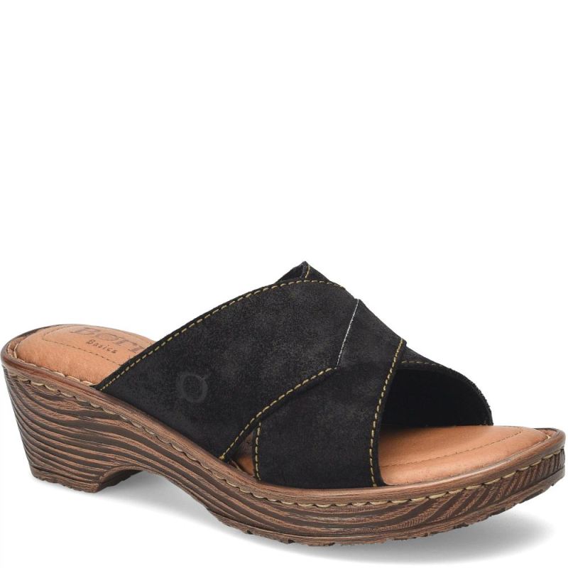 Born Women's Teayo Basic Sandals - Black Distressed (Black)