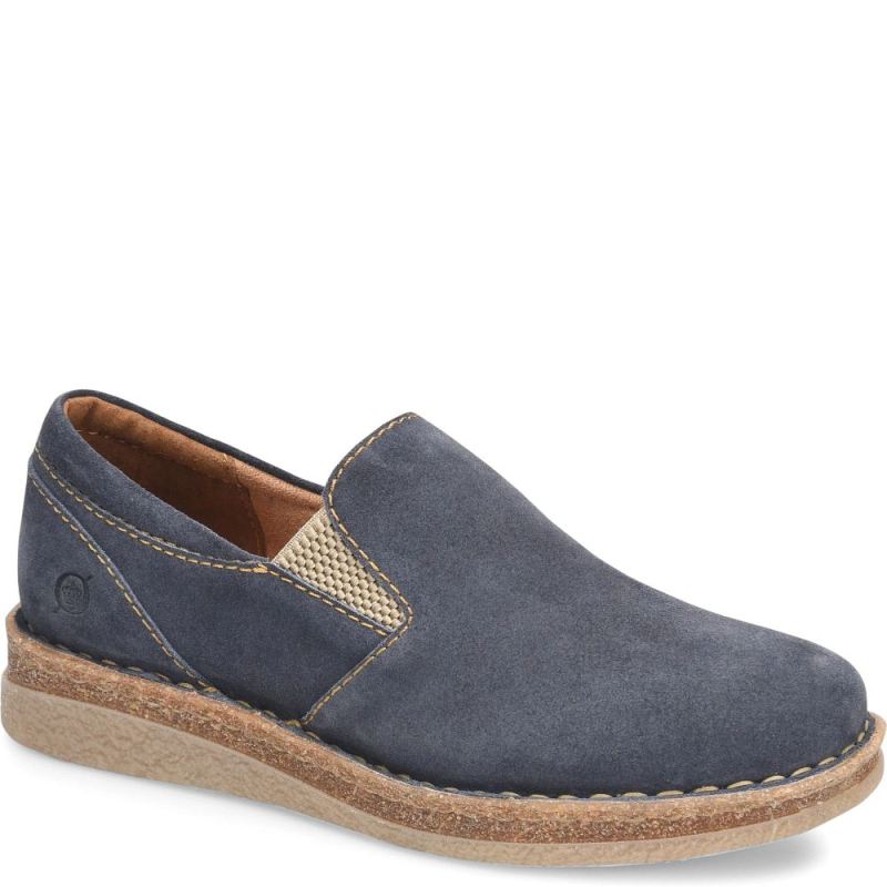 Born Women's Palma Slip-Ons & Lace-Ups - Dark Jeans Suede (Blue)