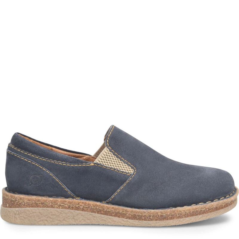 Born Women's Palma Slip-Ons & Lace-Ups - Dark Jeans Suede (Blue)