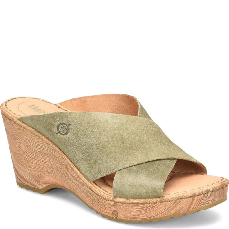 Born Women's Nora Sandals - Kiwi Suede (Green)