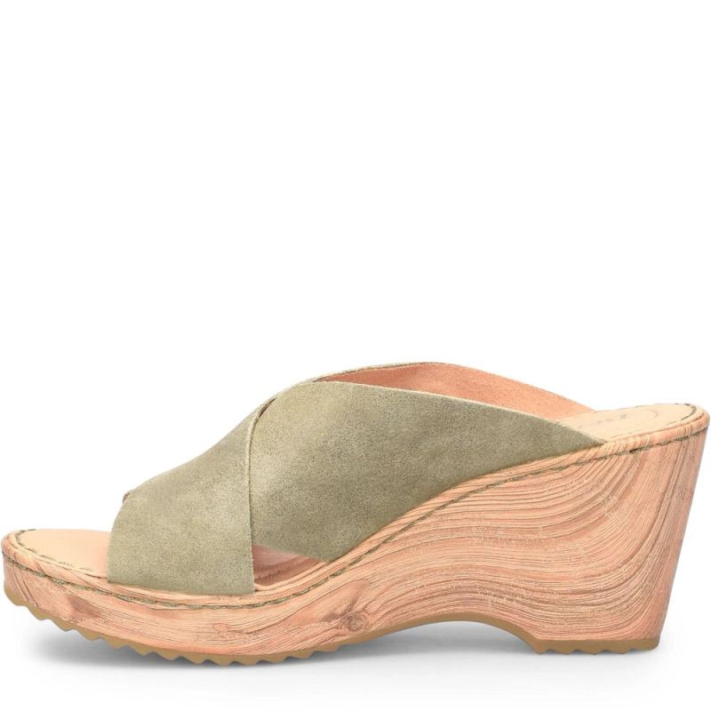 Born Women's Nora Sandals - Kiwi Suede (Green)