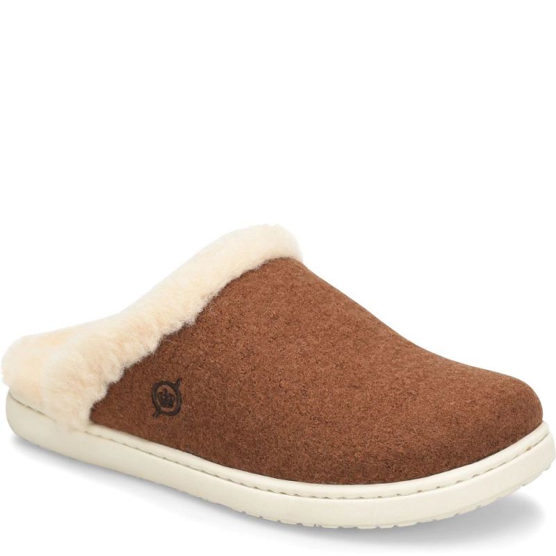 Born Women's Zoe Clogs - Cognac Wool Combo (Brown)