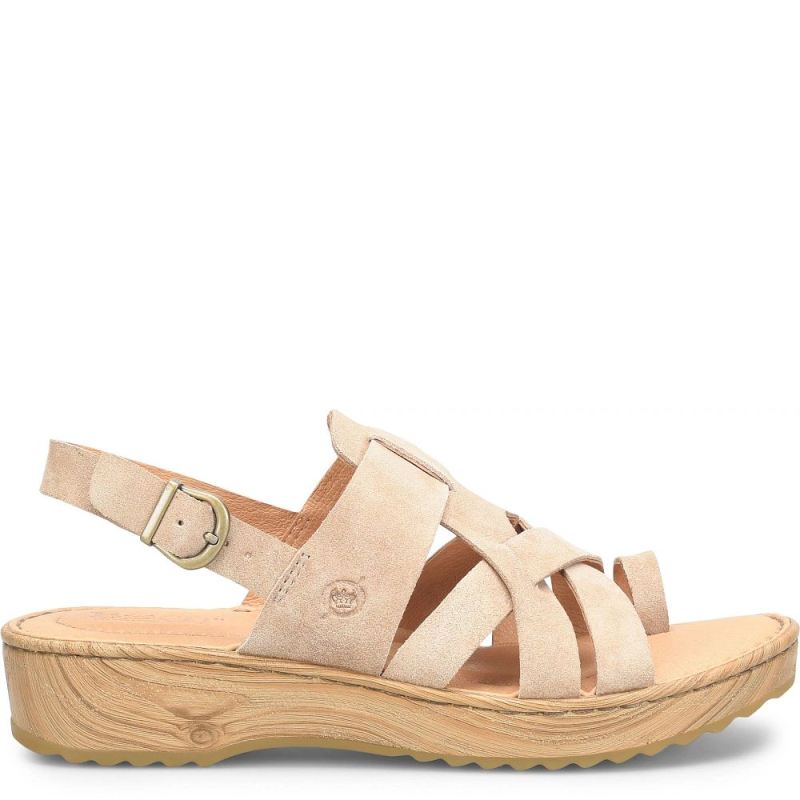 Born Women's Abbie Sandals - Cream Visone Suede (White)