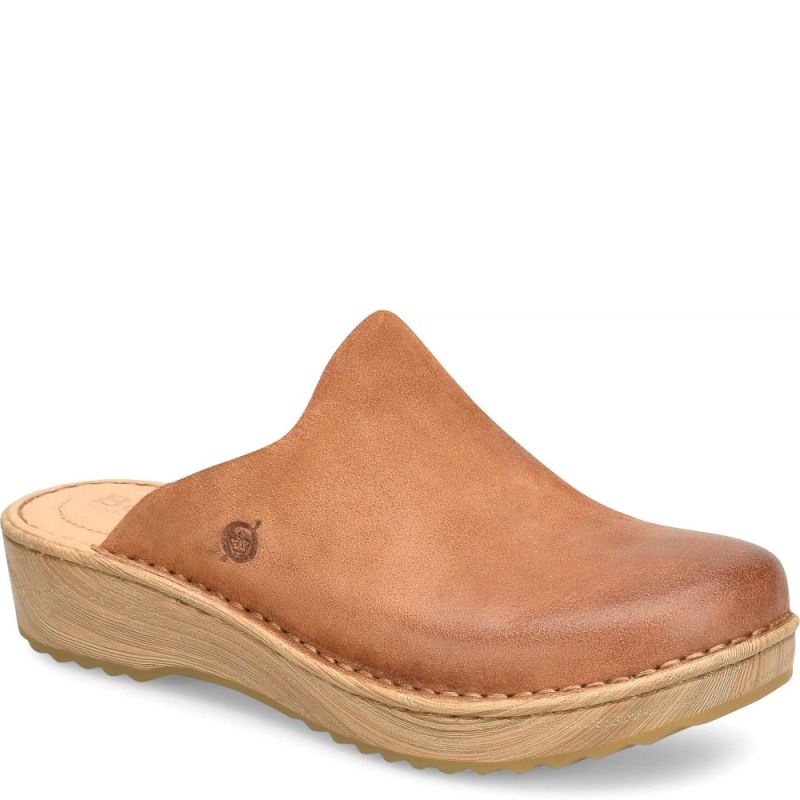 Born Women's Andy Clogs - Camel Distressed (Tan)