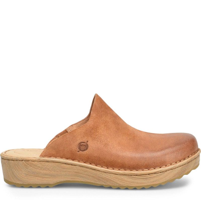 Born Women's Andy Clogs - Camel Distressed (Tan)