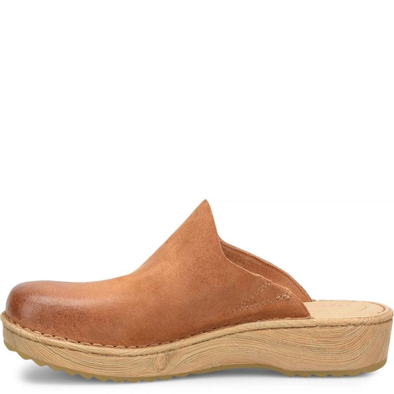 Born Women's Andy Clogs - Camel Distressed (Tan)