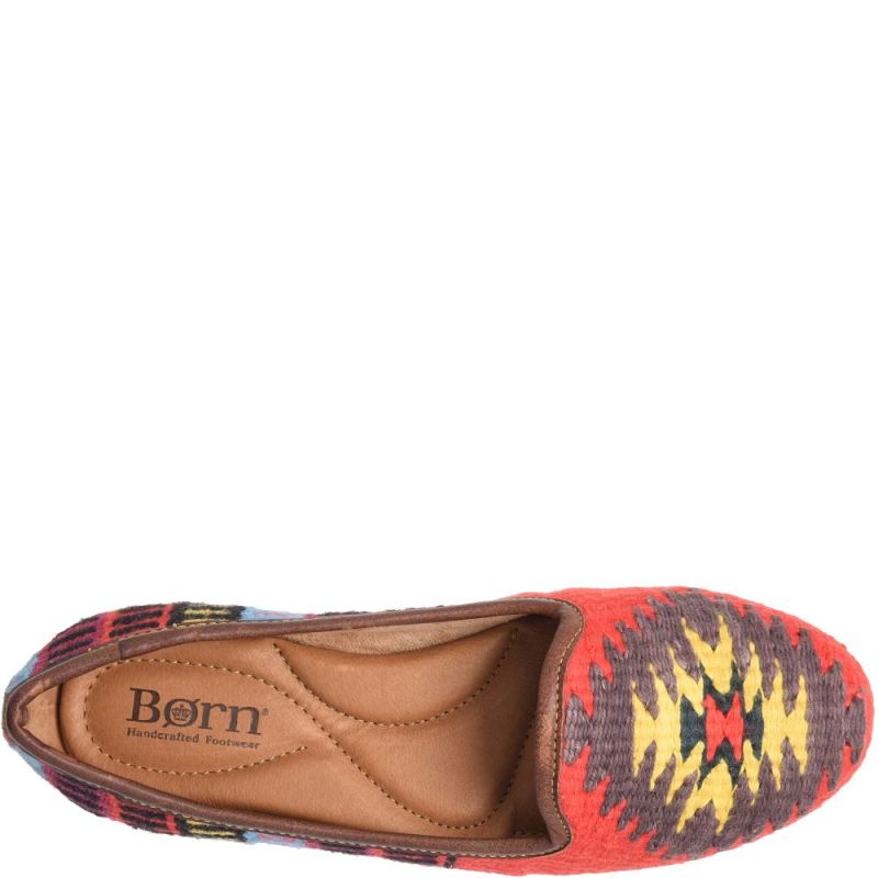 Born Women's Giselle Flats - Red Cotton Fabric (Multicolor)