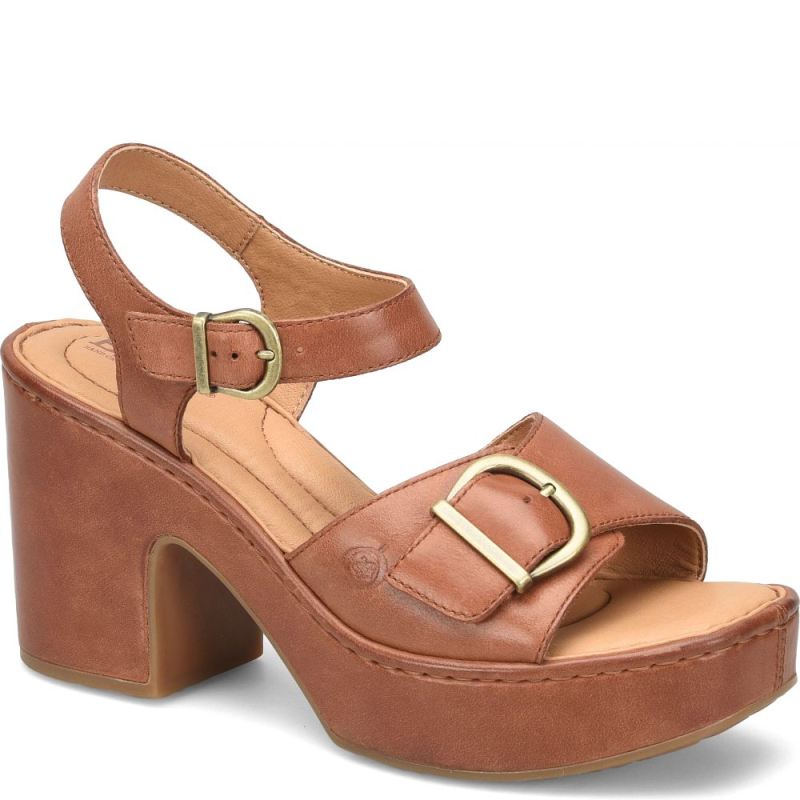 Born Women's Browyn Sandals - Cognac With Leather Wrap (Brown)