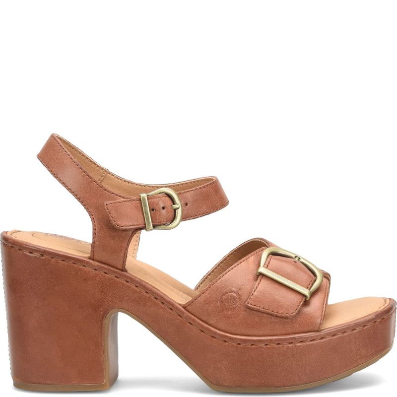 Born Women's Browyn Sandals - Cognac With Leather Wrap (Brown)