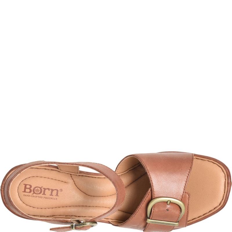 Born Women's Browyn Sandals - Cognac With Leather Wrap (Brown)