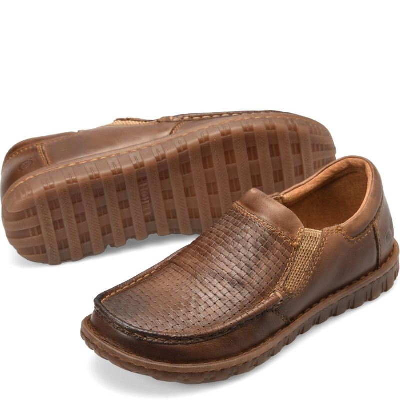 Born Men's Gudmund Slip-Ons & Lace-Ups - Sunset Embossed (Brown) - Click Image to Close