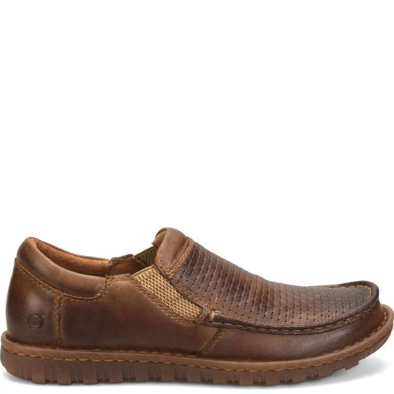 Born Men's Gudmund Slip-Ons & Lace-Ups - Sunset Embossed (Brown)