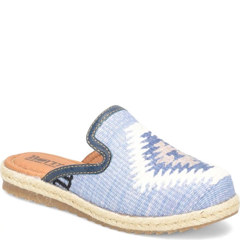 Born Women's Gretta Clogs - Sea Blue Cotton Fabric (Multicolor)