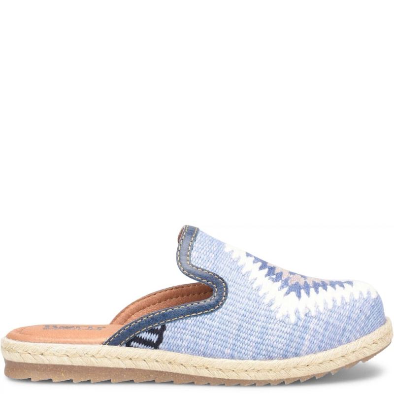 Born Women's Gretta Clogs - Sea Blue Cotton Fabric (Multicolor)